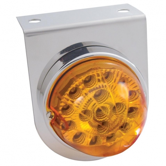 Stainless Light Bracket With 17 LED Clear Reflector Light - Amber LED/Amber Lens