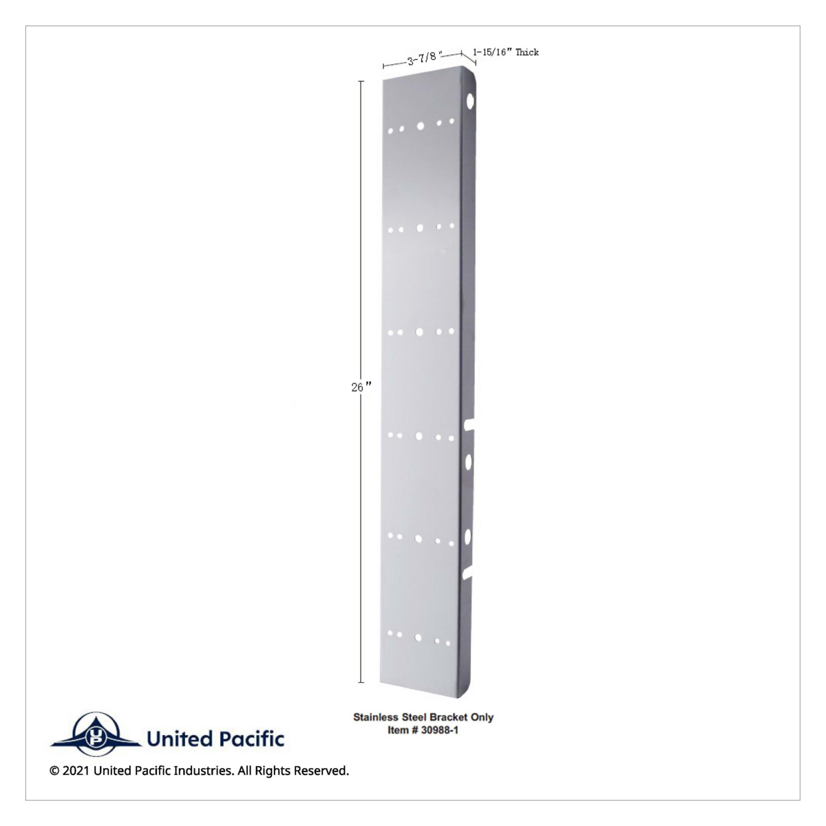 SS Front Air Cleaner Bracket With 12X 17 Amber LED Dual Function Reflector Lights & SS Bezels For Peterbilt-Clear Lens - Thumbnail 3