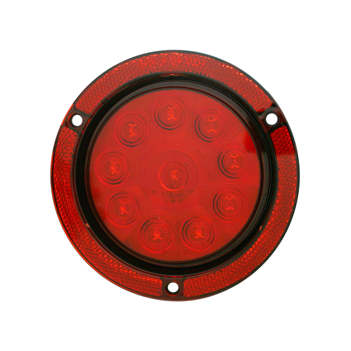10 LED 4" Round Reflex Flange Mount Light (Stop, Turn & Tail) - Red LED/Red Lens