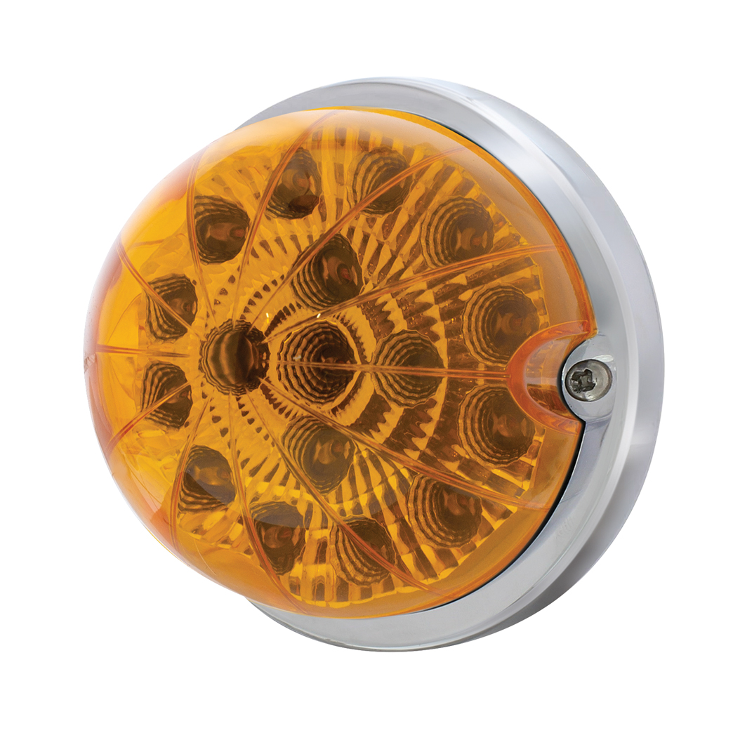 17 LED Dual Function Watermelon Clear Reflector Flush Mount Kit With Low Profile Bezel -Amber LED & Lens - Thumbnail 2