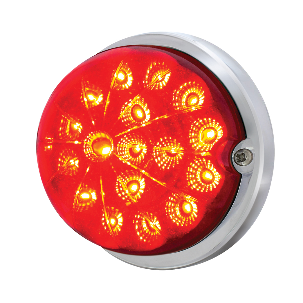 17 LED Dual Function Watermelon Clear Reflector Flush Mount Kit With Low Profile Bezel -Red LED & Lens