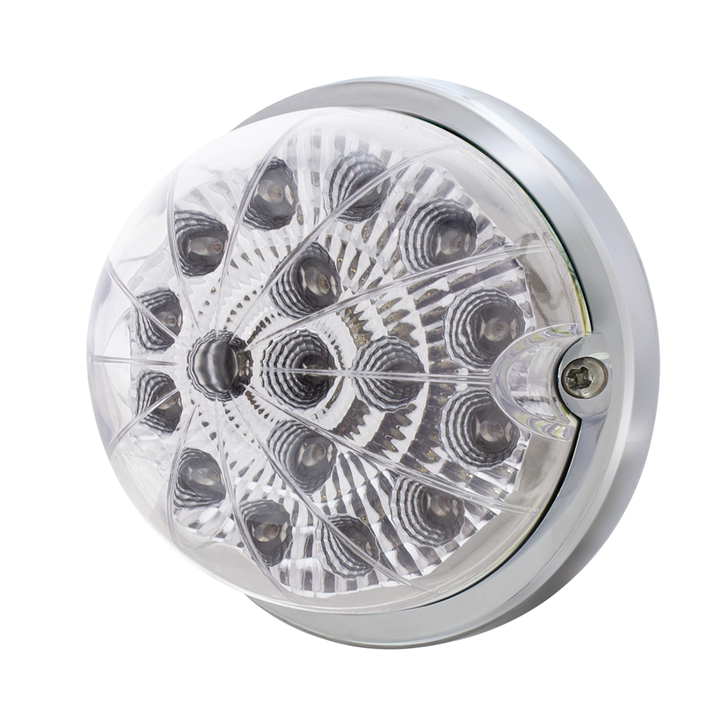 17 LED Dual Function Watermelon Clear Reflector Flush Mount Kit With Low Profile Bezel -Red LED/Clear Lens - Thumbnail 2