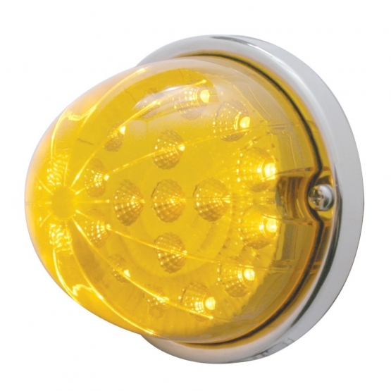 17 LED Watermelon Clear Reflector Flush Mount Kit With Low Profile Bezel - Amber LED/Amber Lens