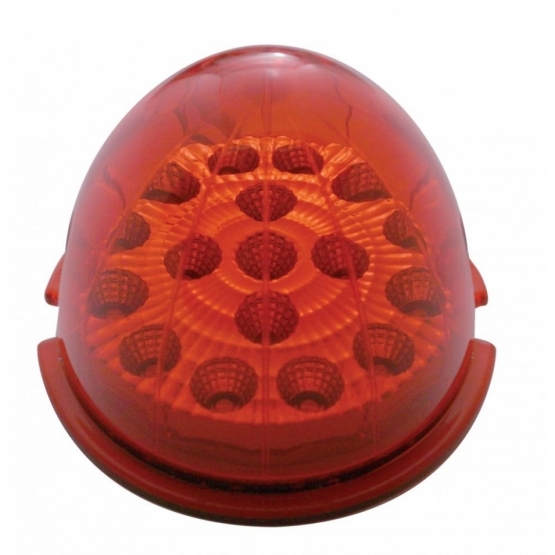 17 LED Watermelon Clear Reflector Flush Mount Kit With Low Profile Bezel - Red LED/Red Lens - Thumbnail 2