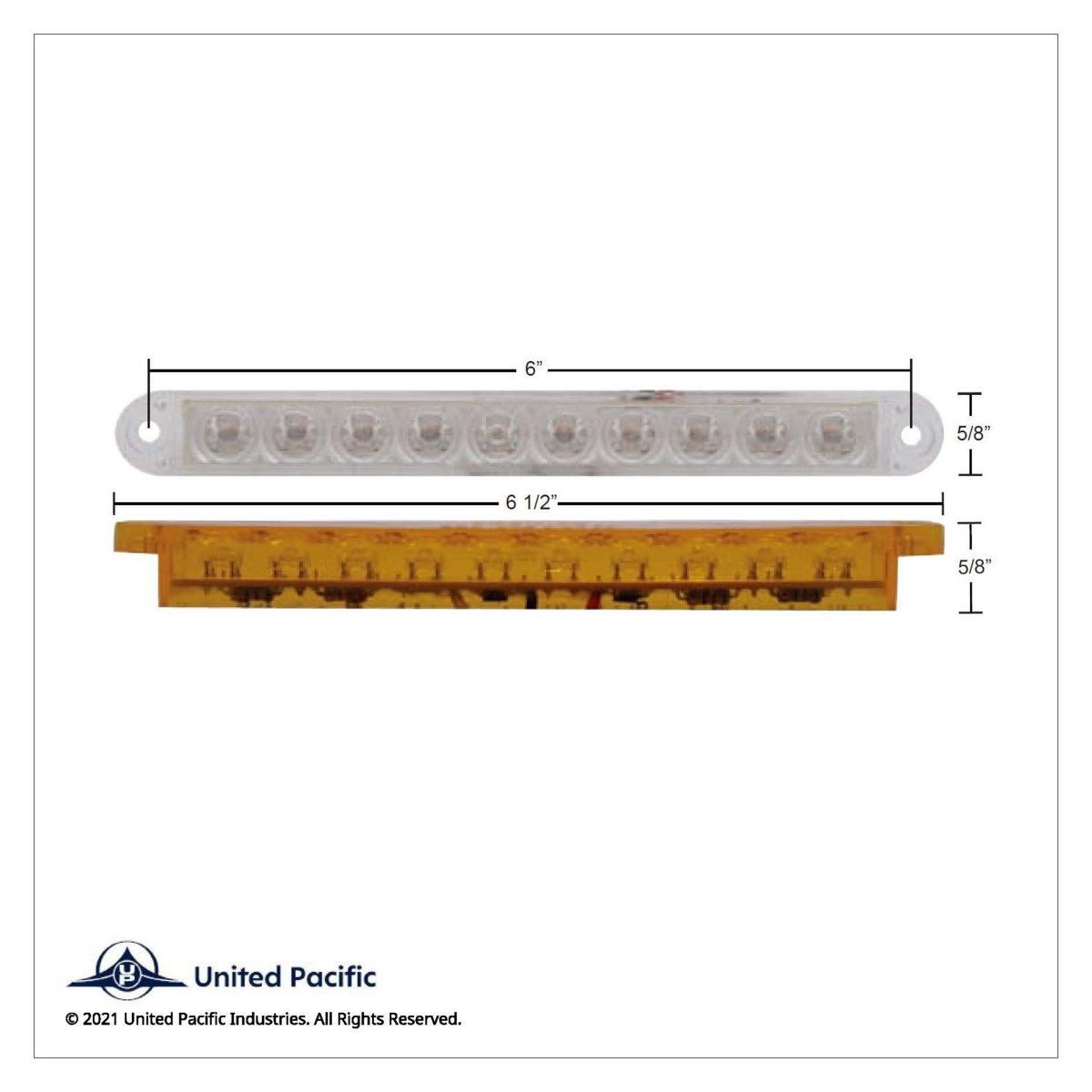 10 LED 6-1/2" Turn Signal Light Bar - Amber LED/Clear Lens - Thumbnail 3