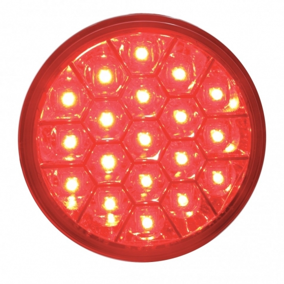 19 LED 4" Round Reflector Light (Stop, Turn & Tail) - Red LED/Red Lens