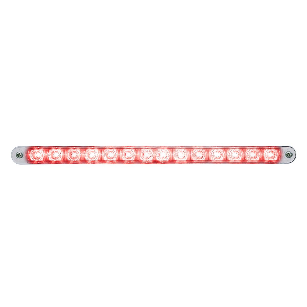 14 LED 12" Auxiliary strip Light With Bezel - Red LED/Chrome Lens