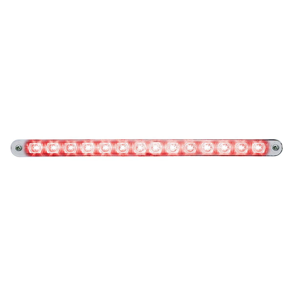 14 LED 12" Auxiliary strip Light With Bezel - Red LED/Chrome Lens - Thumbnail 4