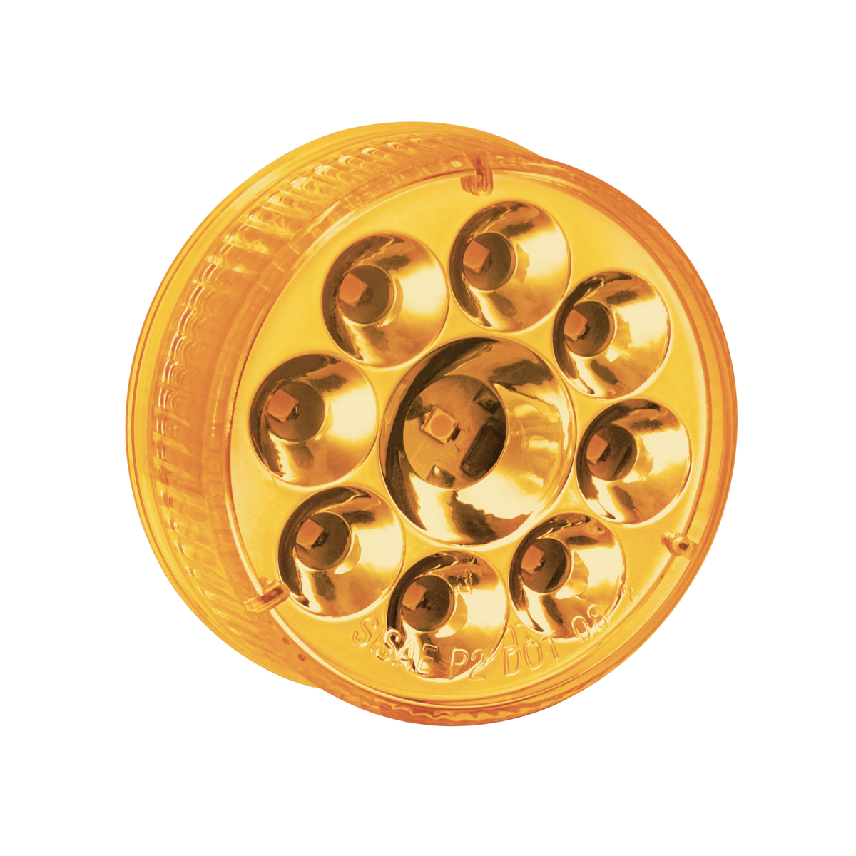 9 LED 2.5" Round Pure Reflector Light Kit (Clearance/Marker) - Amber LED/Amber Lens - Thumbnail 4