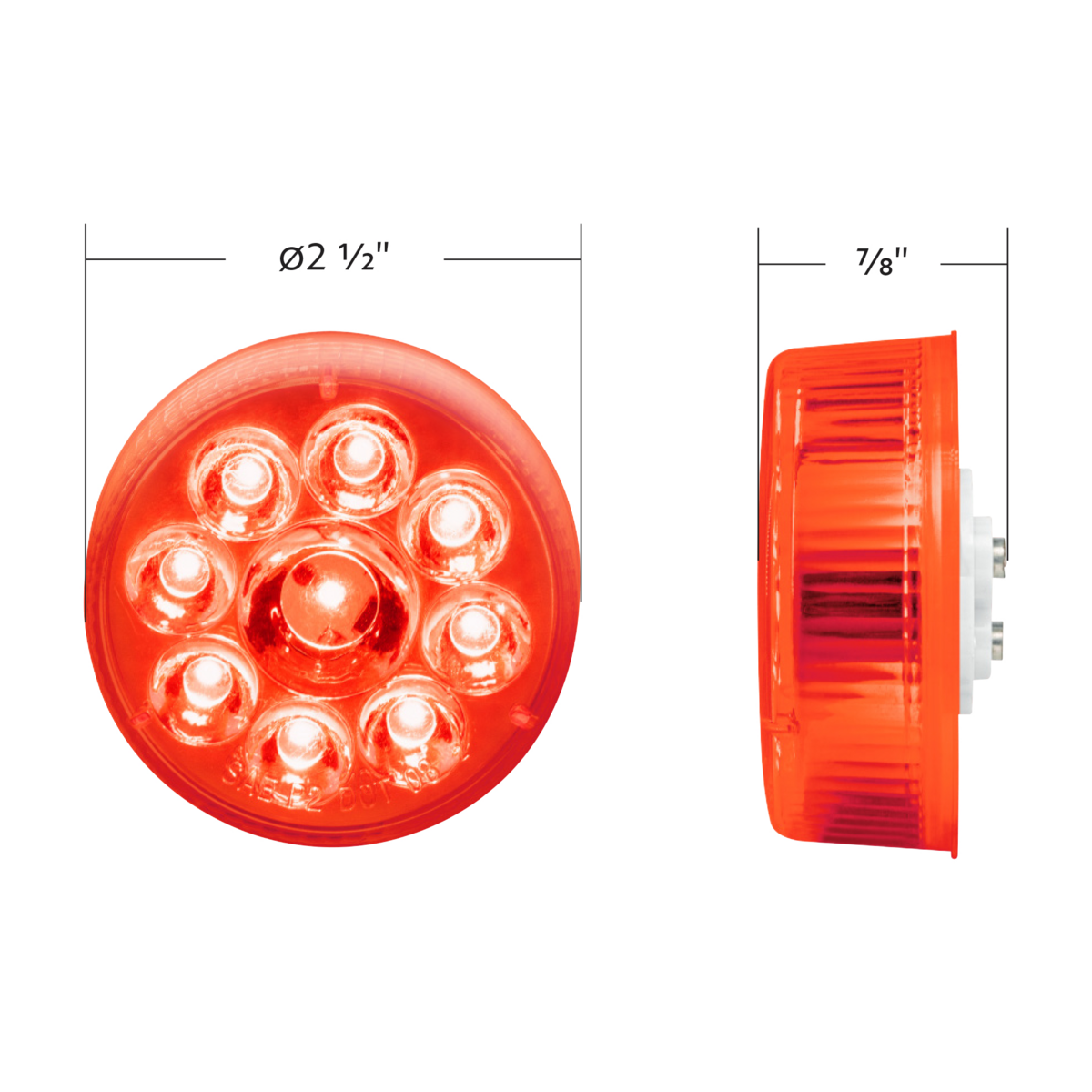 9 LED 2.5" Round Pure Reflector Light (Clearance/Marker) - Red LED/Red Lens - Thumbnail 6