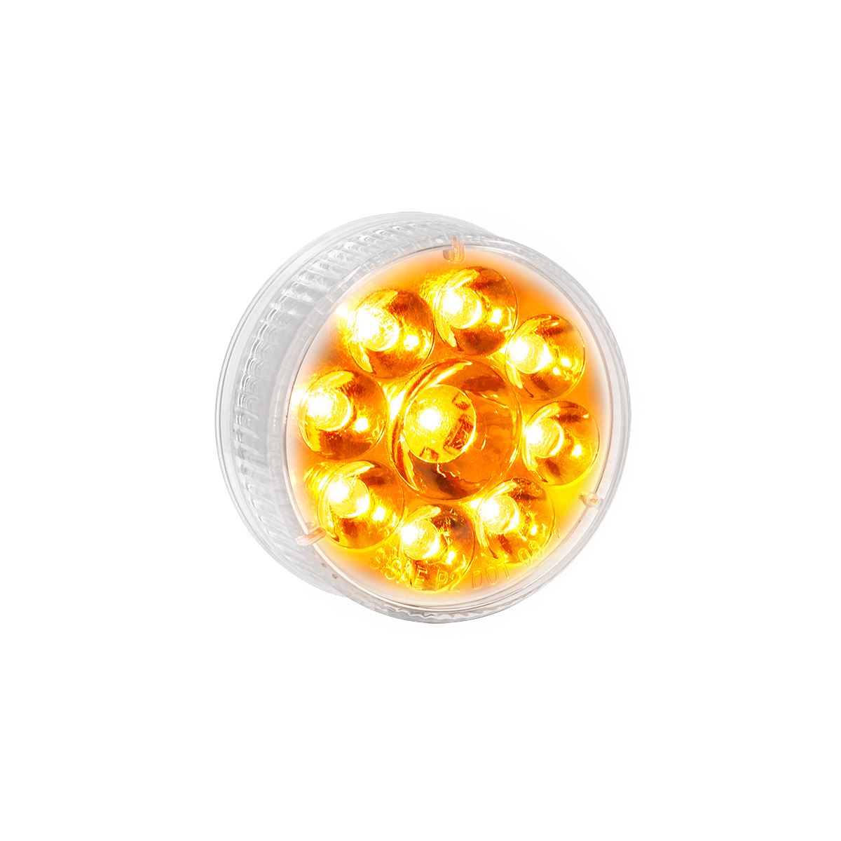 9 LED 2.5" Round Pure Reflector Light (Clearance/Marker) - Amber LED/Clear Lens - Thumbnail 3