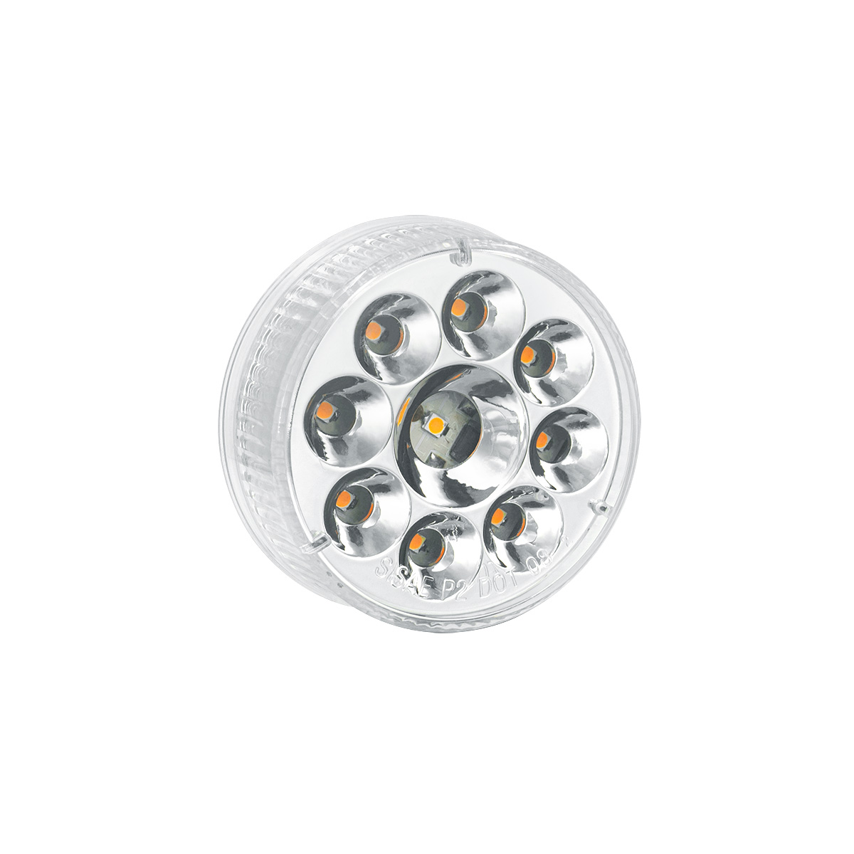 9 LED 2.5" Round Pure Reflector Light (Clearance/Marker) - Amber LED/Clear Lens - Thumbnail 4