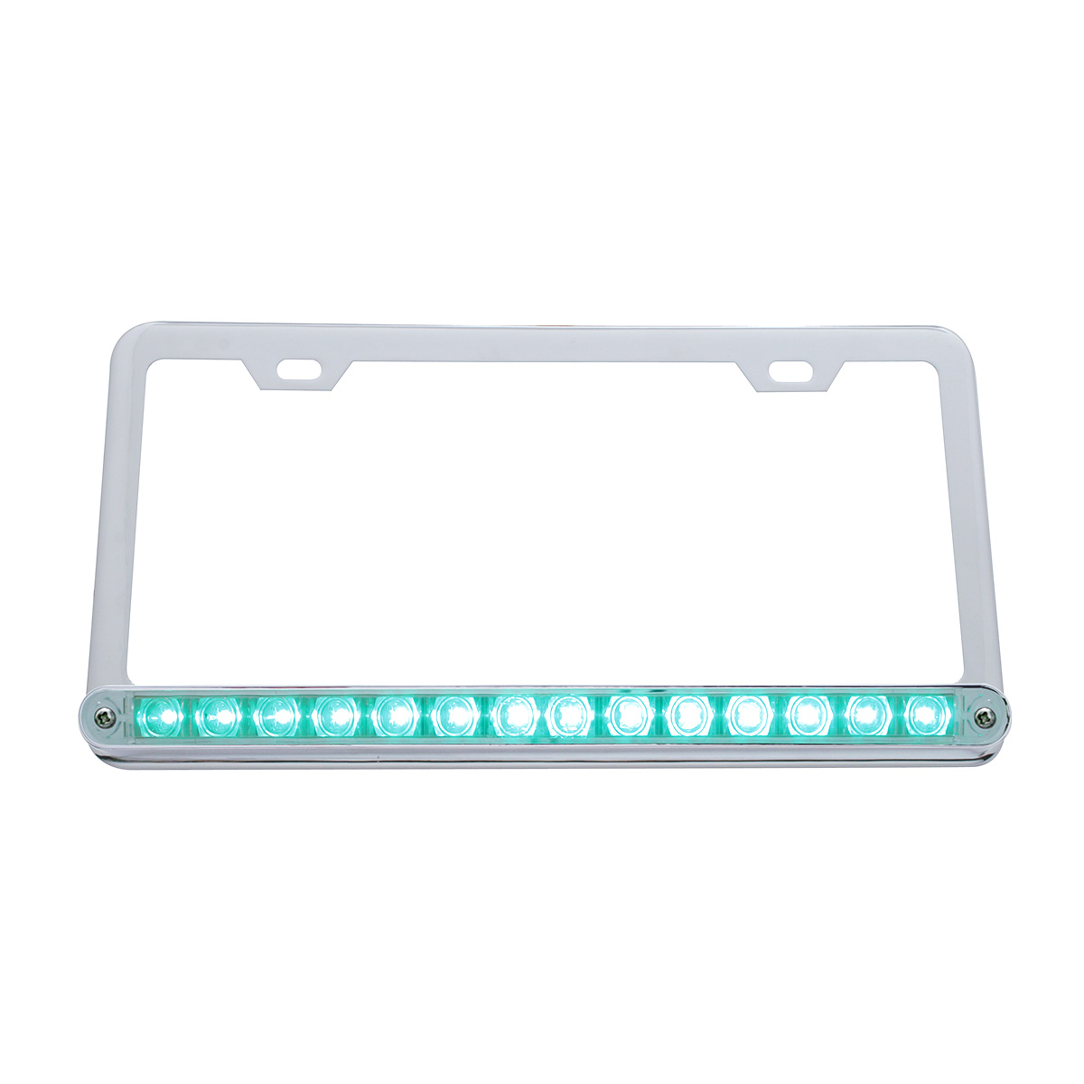 Chrome License Plate Frame With 14 LED 12" Light Bar - Amber LED/Clear Lens - Thumbnail 3