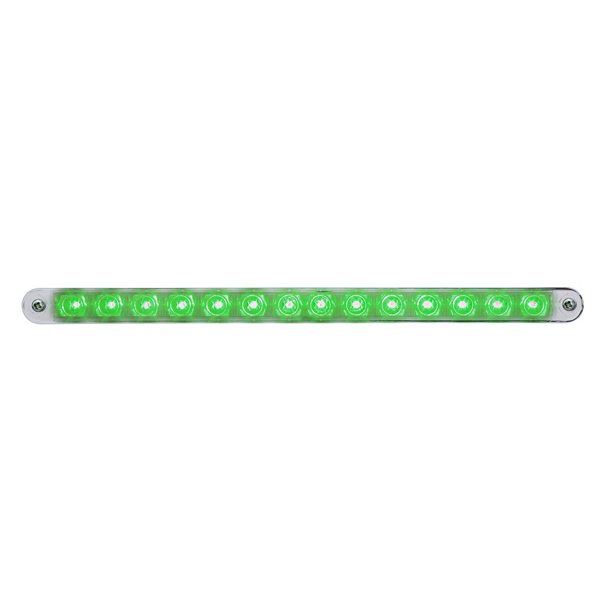 14 LED 12" Auxiliary strip Light With Bezel - Green LED/Clear Lens