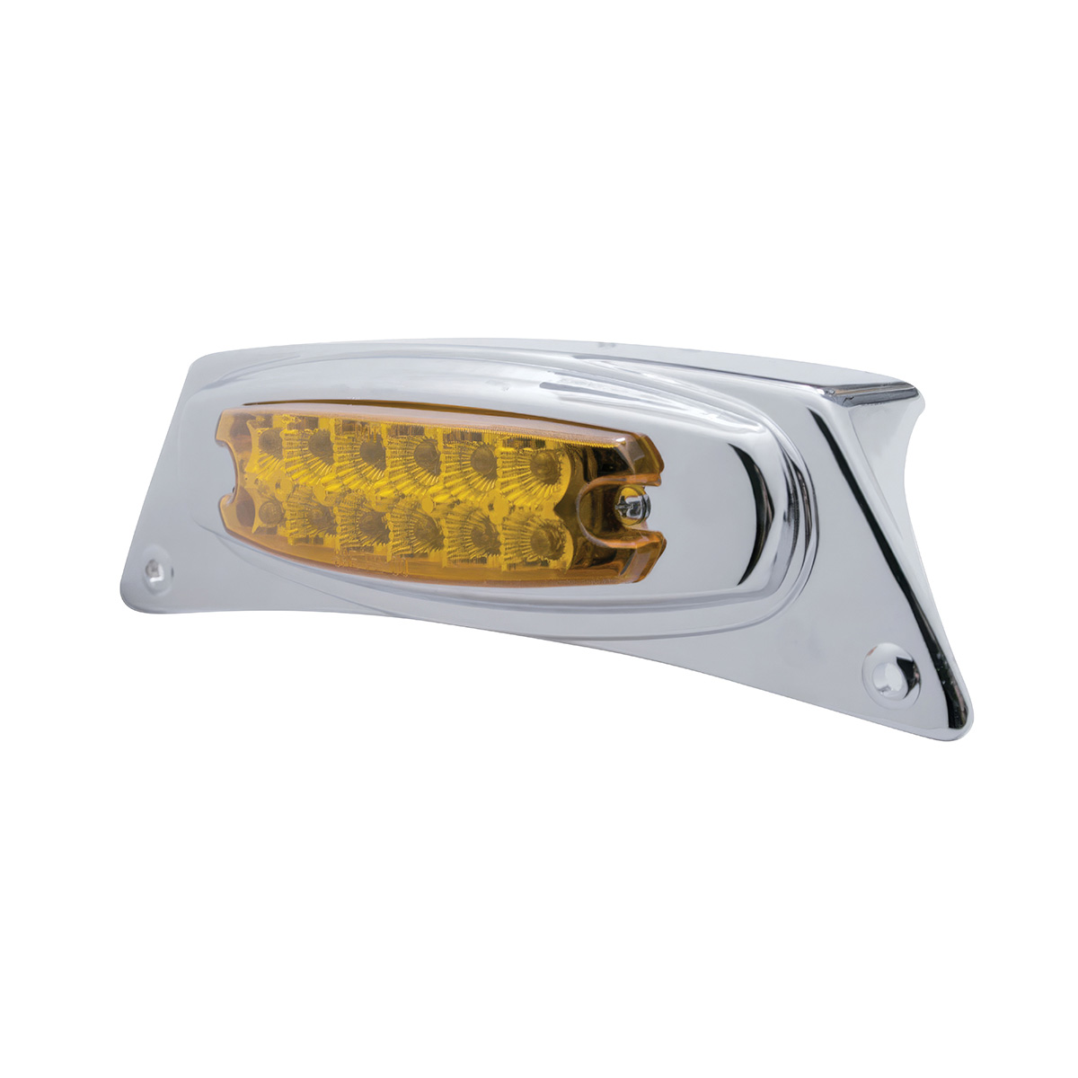 Chrome Fender Light Bracket With 12 LED Reflector Light - Amber LED/Amber Lens - Thumbnail 2