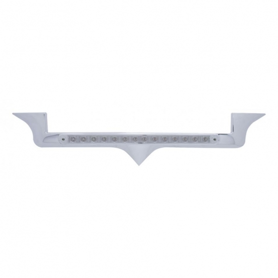 Chrome Hood Emblem Trim With 14 LED Light Bar For Kenworth - Amber LED/Clear Lens