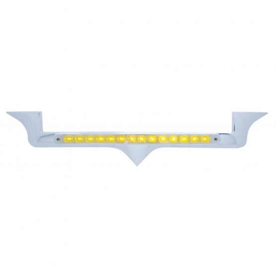 Chrome Hood Emblem Trim With 14 LED Light Bar For Kenworth - Amber LED/Chrome Lens - Thumbnail 2