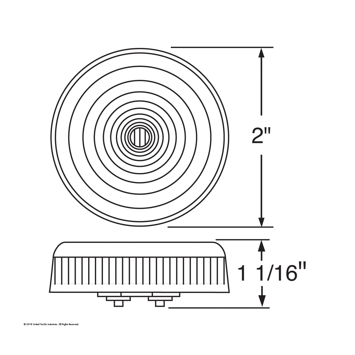 Single LED 2" Round Light (Clearance/Marker) - Amber LED/Amber Lens (Bulk) - Thumbnail 4