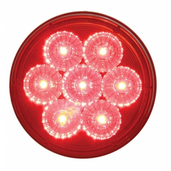 7 LED 4" Round Reflector Light (Stop, Turn & Tail) - Red LED/Red Lens