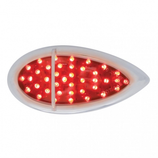 39 LED Flush Mount "Teardrop" Light (Stop, Turn & Tail) - Red LED/Chrome Lens