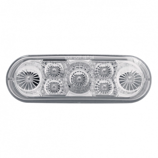 7 LED 6" Oval Reflector Light (Stop, Turn & Tail) - Red LED/Clear Lens