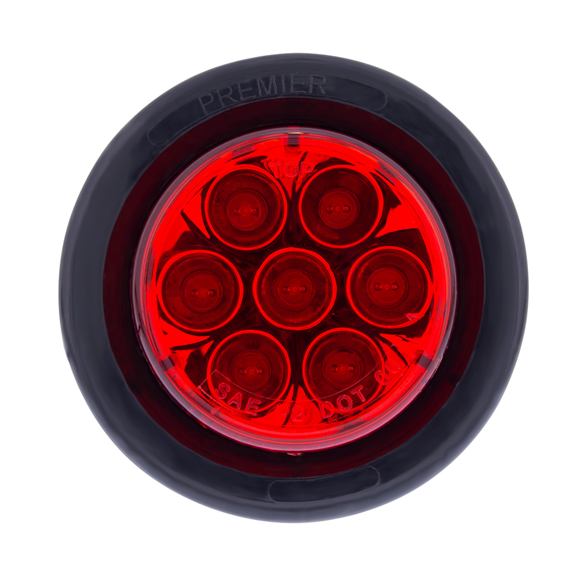 7 LED 2" Round Light Kit (Clearance/Marker) - Red LED/Red Lens - Thumbnail 4