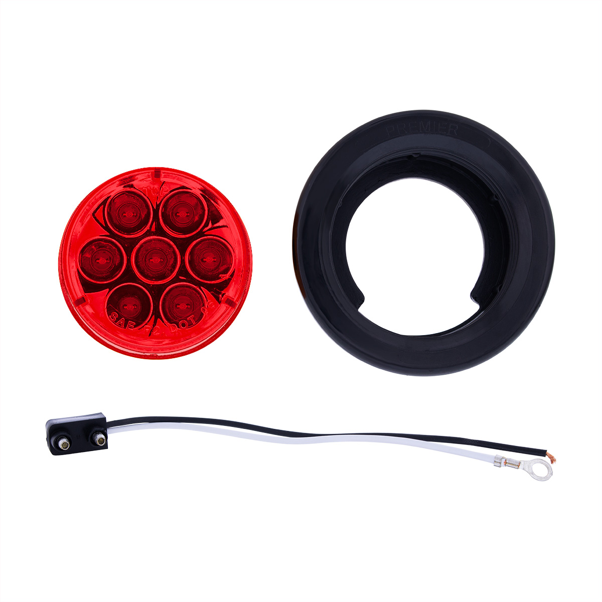 7 LED 2" Round Light Kit (Clearance/Marker) - Red LED/Red Lens - Thumbnail 7