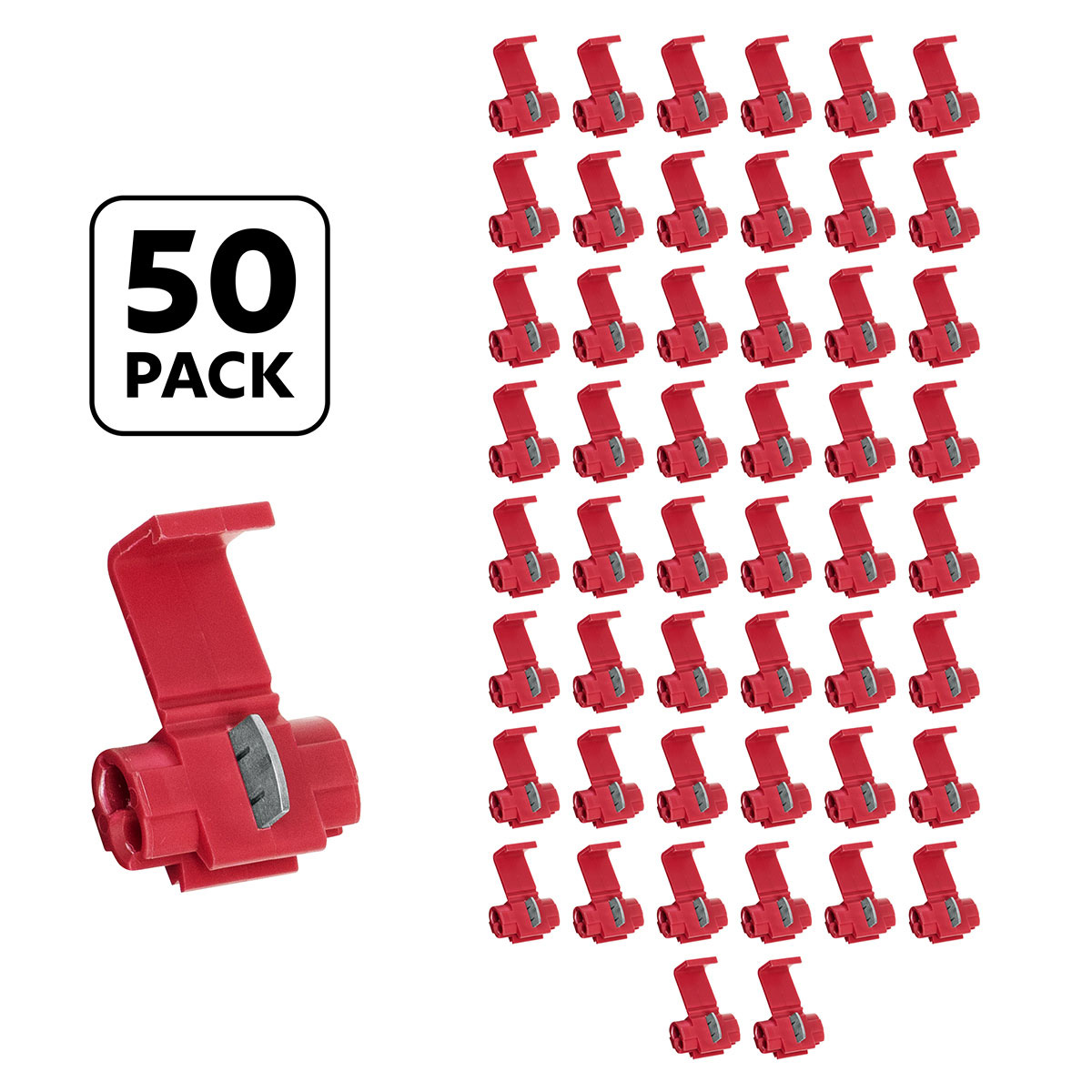 22-18 AWG Red Snap Lock Tap Splice Connector (50 pcs/Bag) - Thumbnail 2