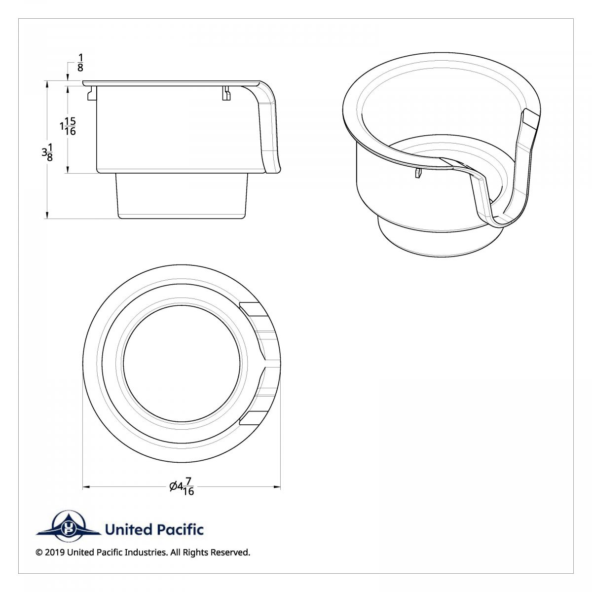 Chrome Cup Holder Insert For Kenworth W900/T800/T600 (2002-2008) & Peterbilt 379/378 (2001-2005) - Thumbnail 5
