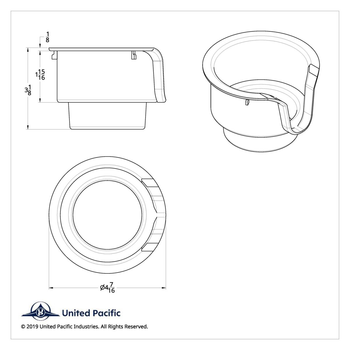 Chrome Cup Holder Insert For Kenworth W900/T800/T600 (2002-2008) & Peterbilt 379/378 (2001-2005) - Thumbnail 7