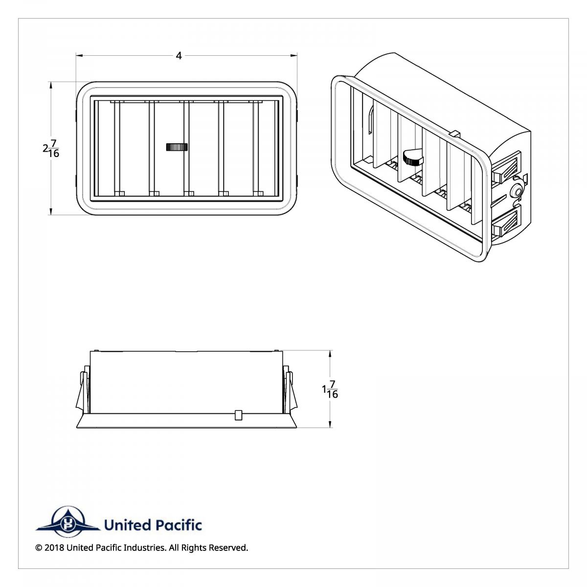 Chrome Plastic A/C Vent For 1989-2010 Freightliner FLD/Classic - Center Dash - Thumbnail 7