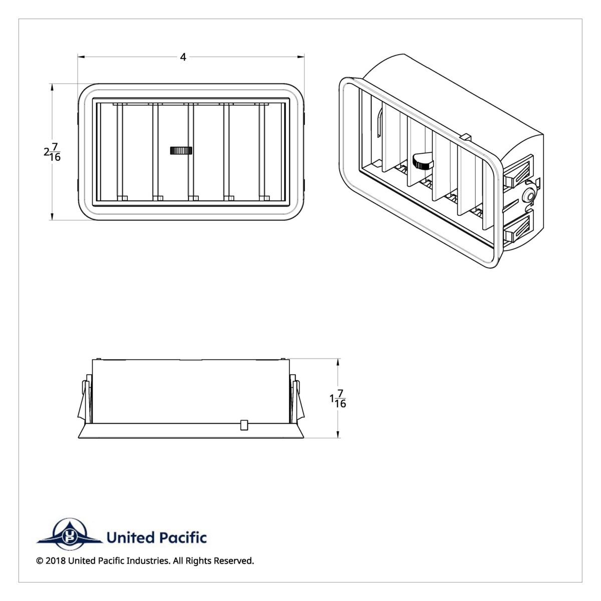 Chrome Plastic A/C Vent For 1989-2010 Freightliner FLD/Classic - Center Dash - Thumbnail 9