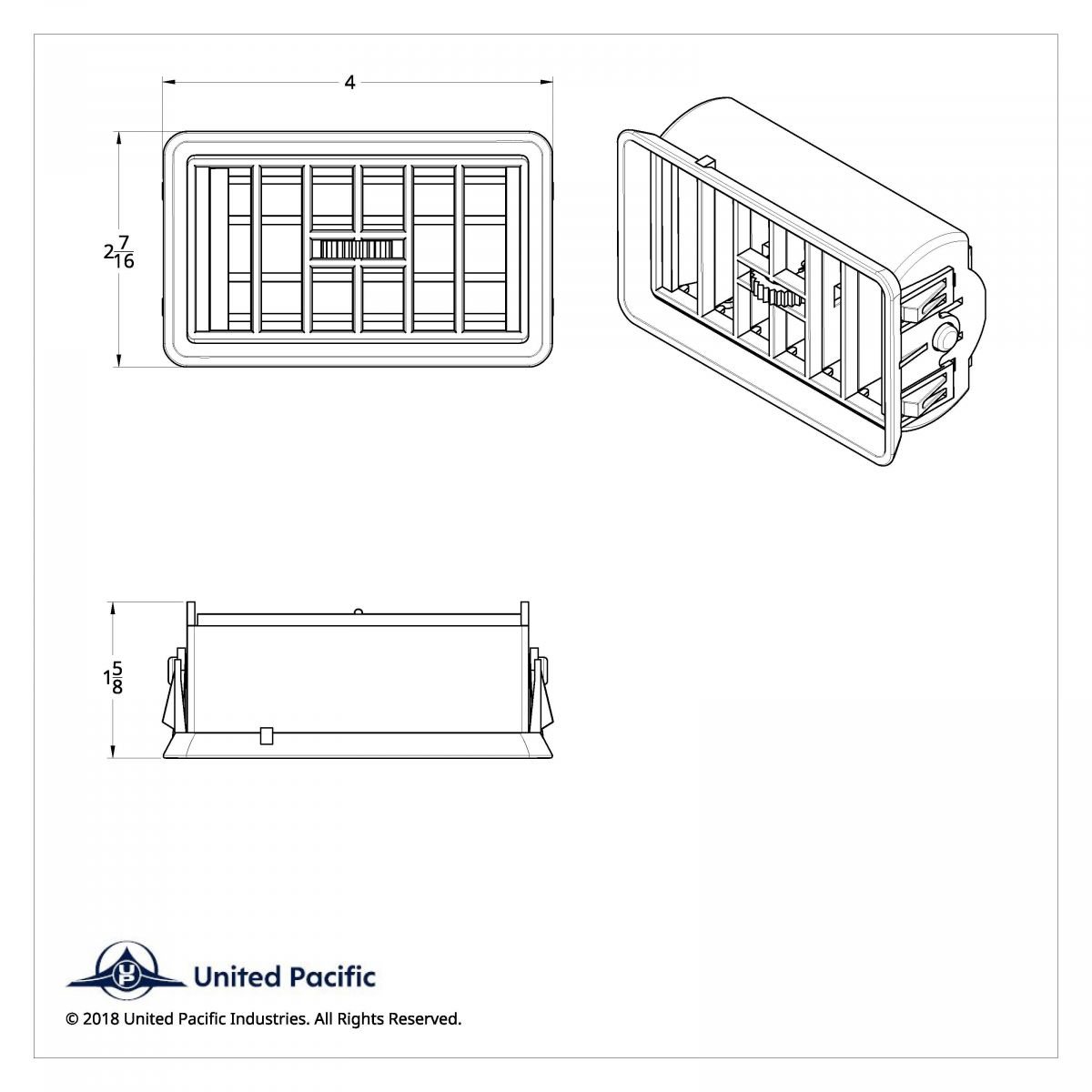 Chrome Plastic A/C Vent With Cross Grids for 1989-2010 Freightliner FLD/Classic - Driver - Thumbnail 5