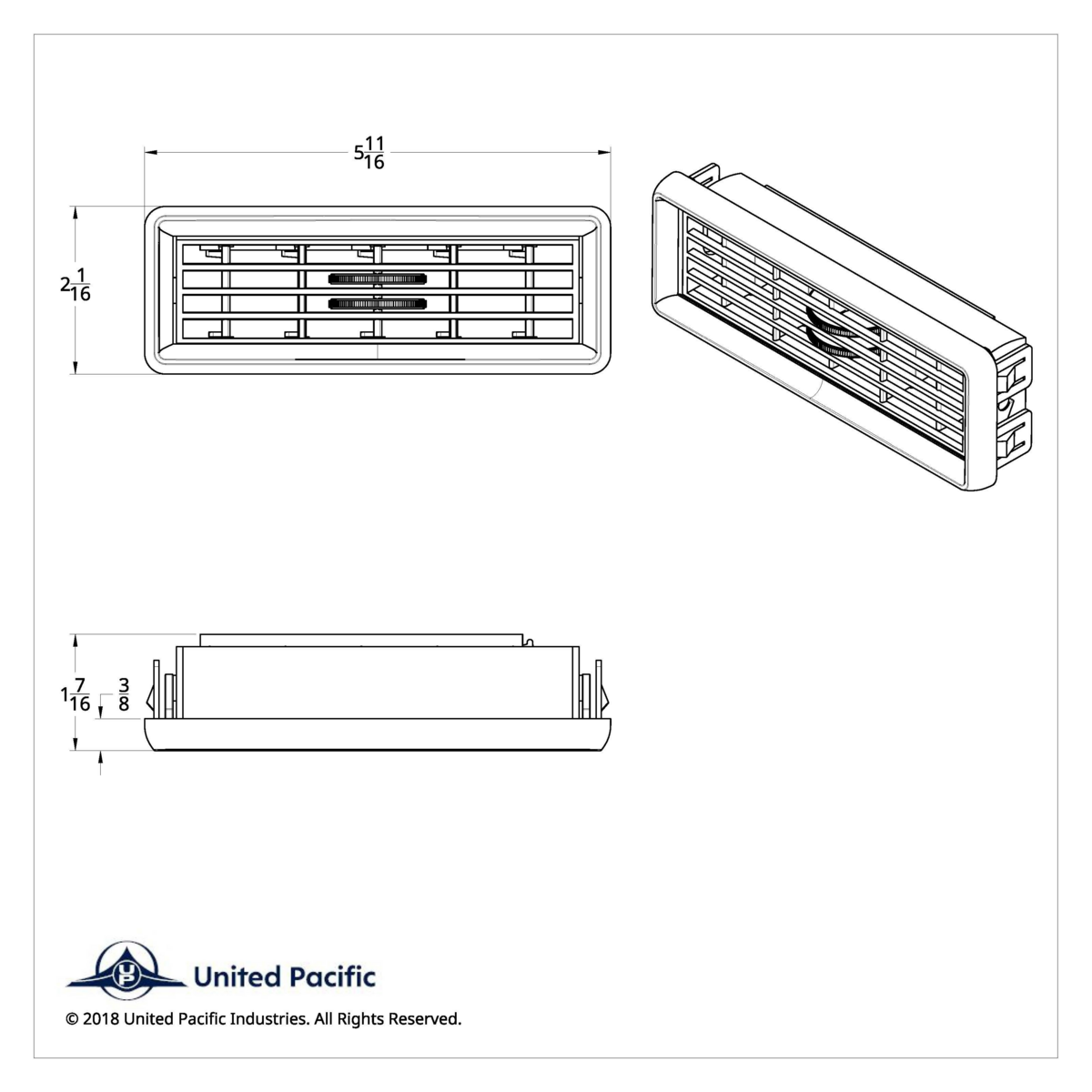 Chrome Plastic A/C Vent For International 2000 Or Earlier Model - Thumbnail 7