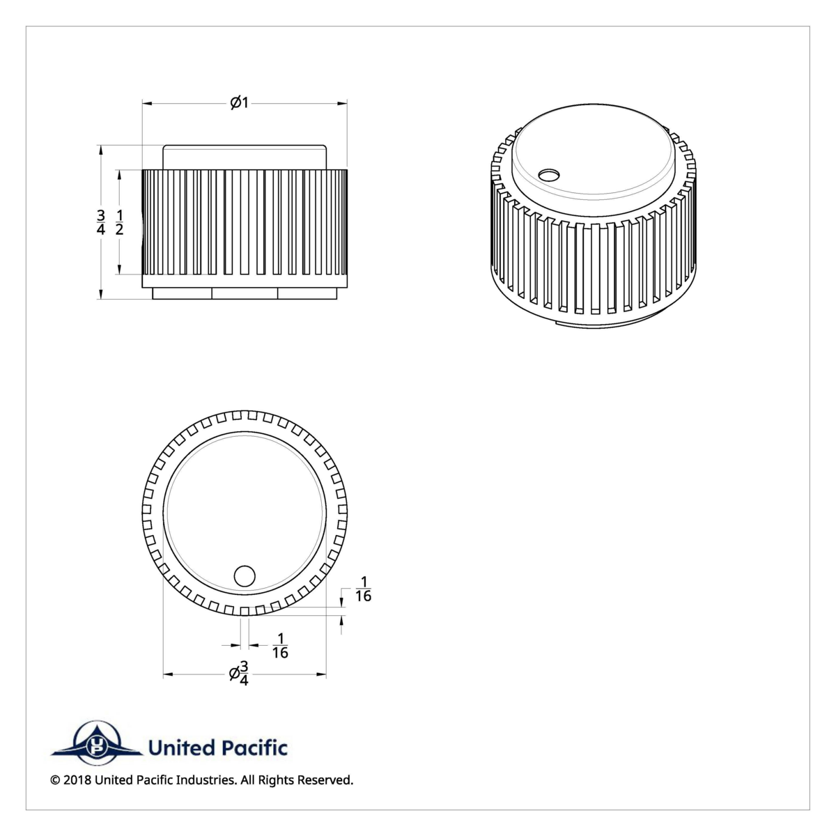 Chrome Plastic 1" Diameter Control Knob - Thumbnail 10