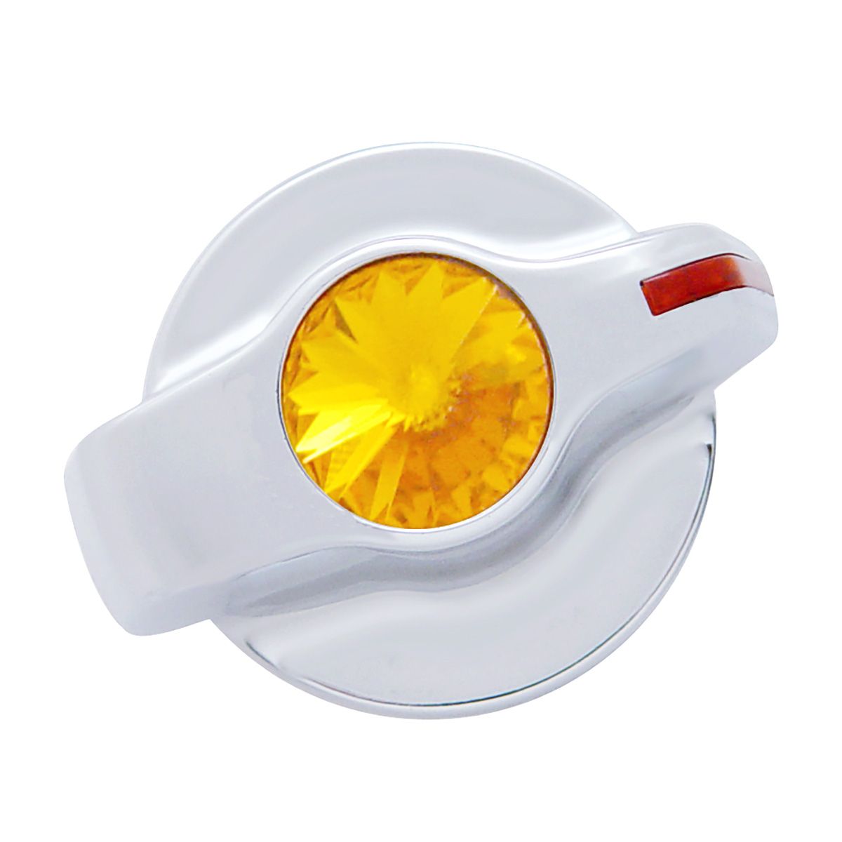 Chrome Plastic A/C Control Knob With Crystal- Amber Crystal