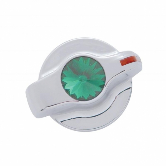 Chrome Plastic A/C Control Knob With Crystal - Green Crystal