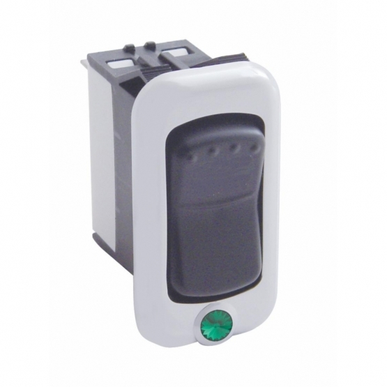 Rocker Switch Bezel For Peterbilt/ Kenworth With Green Crystal (3-Pack) - Thumbnail 2