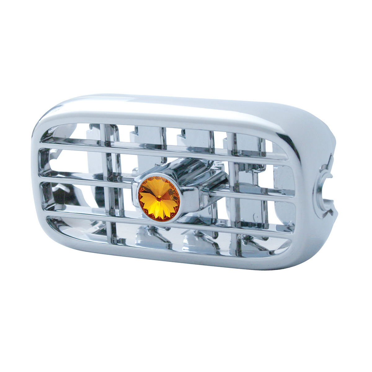 Chrome Plastic A/C Vent With Color Crystal For Peterbilt (2006+) - Amber Crystal - Thumbnail 2