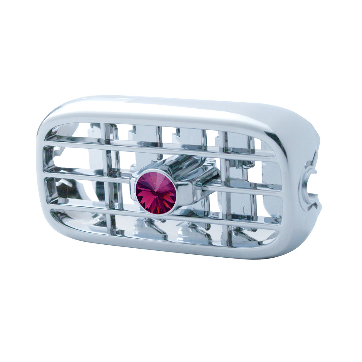 Chrome Plastic A/C Vent With Color Crystal For Peterbilt (2006+) - Purple Crystal - Thumbnail 2