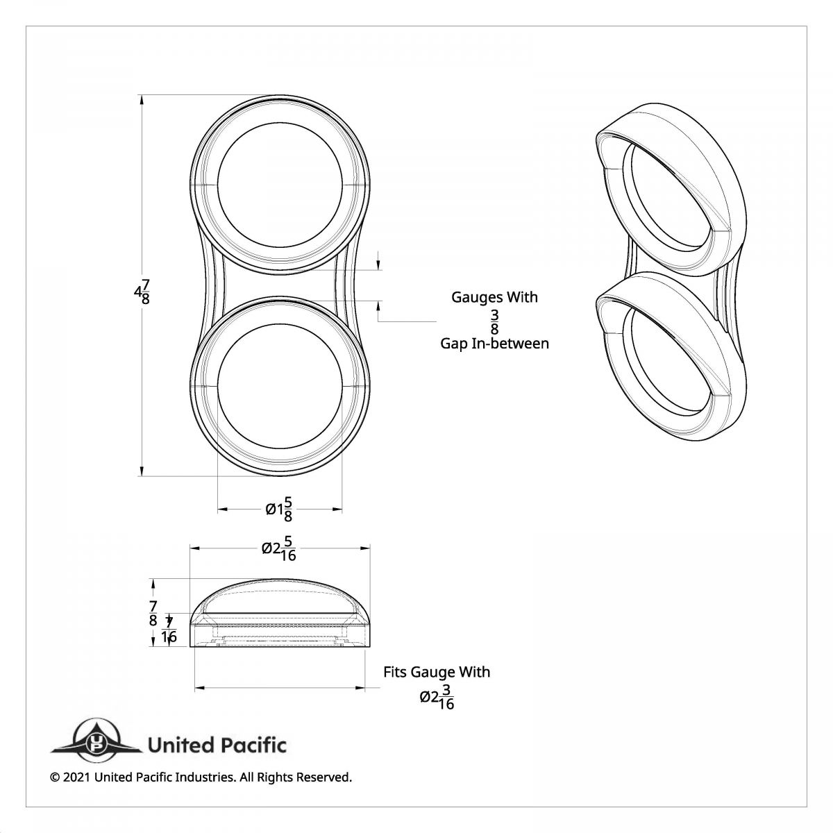 2 Gauge Cluster Bezel With Visor For 2006+ Peterbilt - Vertical - Thumbnail 4