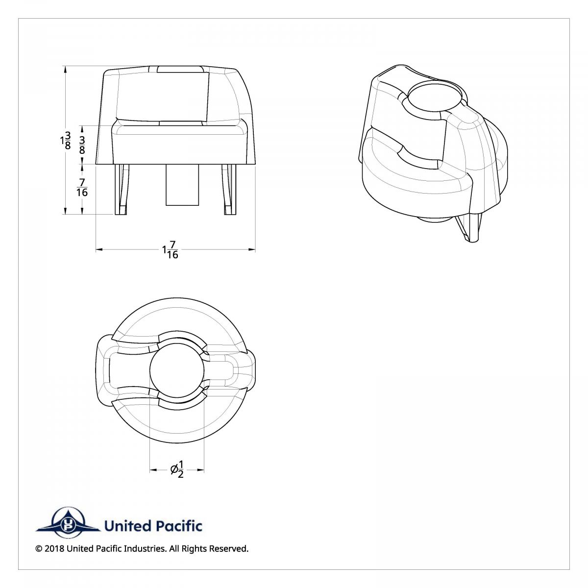 Chrome Plastic A/C Control Knob For Peterbilt - Indented - Thumbnail 4