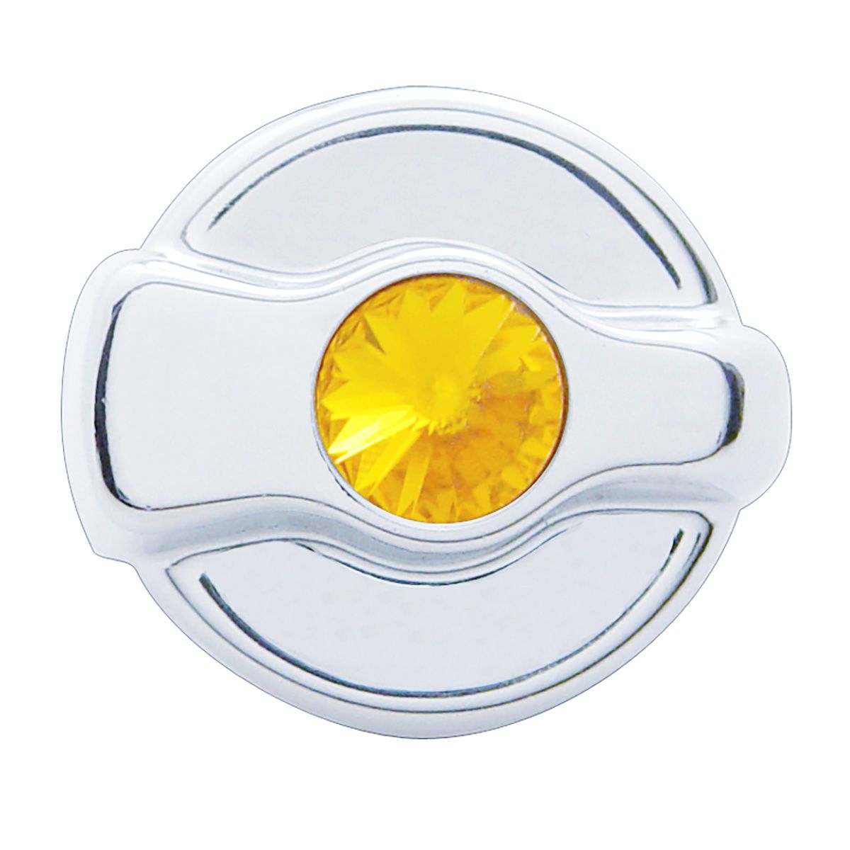 Chrome Plastic A/C Control Knob For 2005 & Older Peterbilt - Amber Crystal