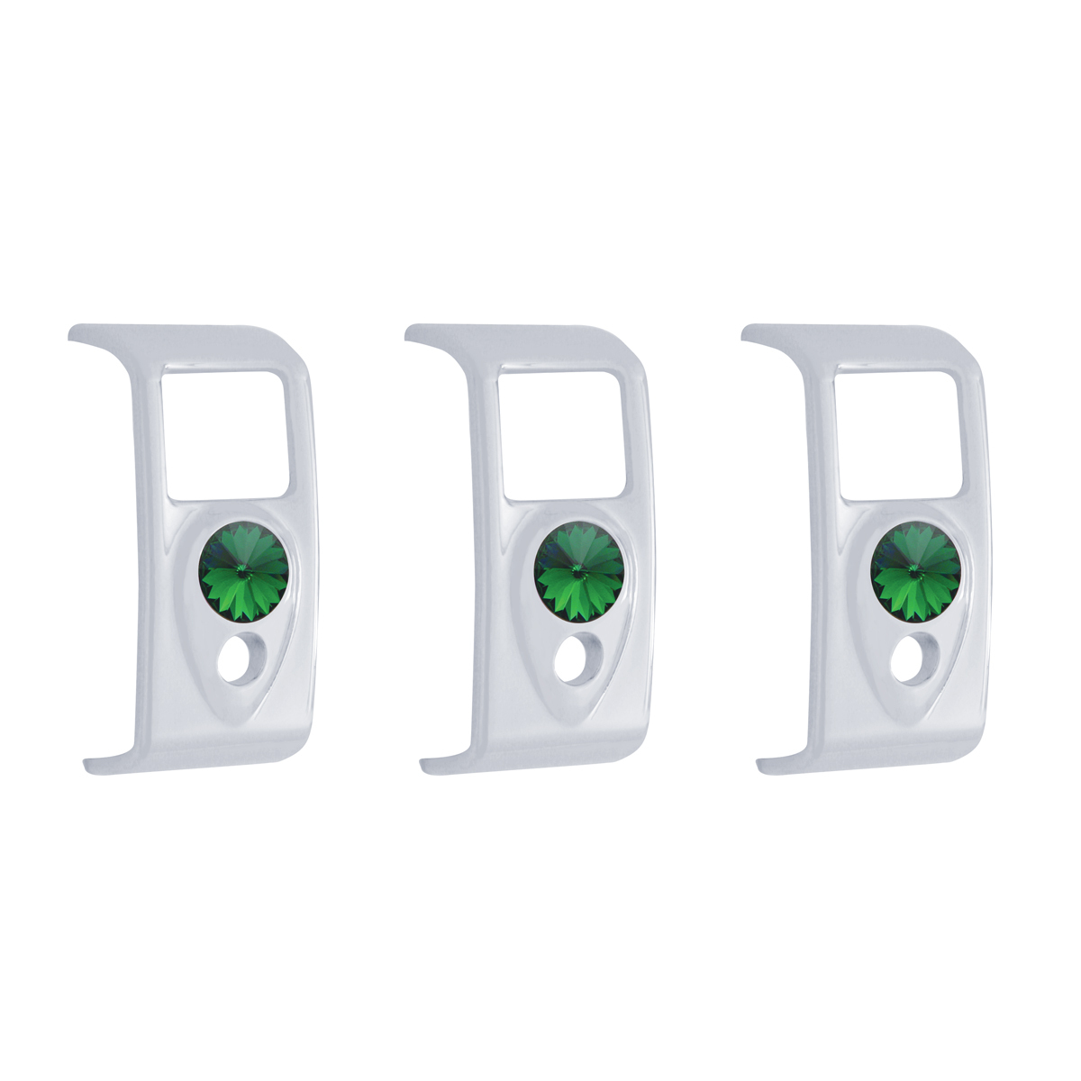 Rocker Switch Cover With Green Crystal For 2006+ Kenworth (Card Of 3) - Thumbnail 3