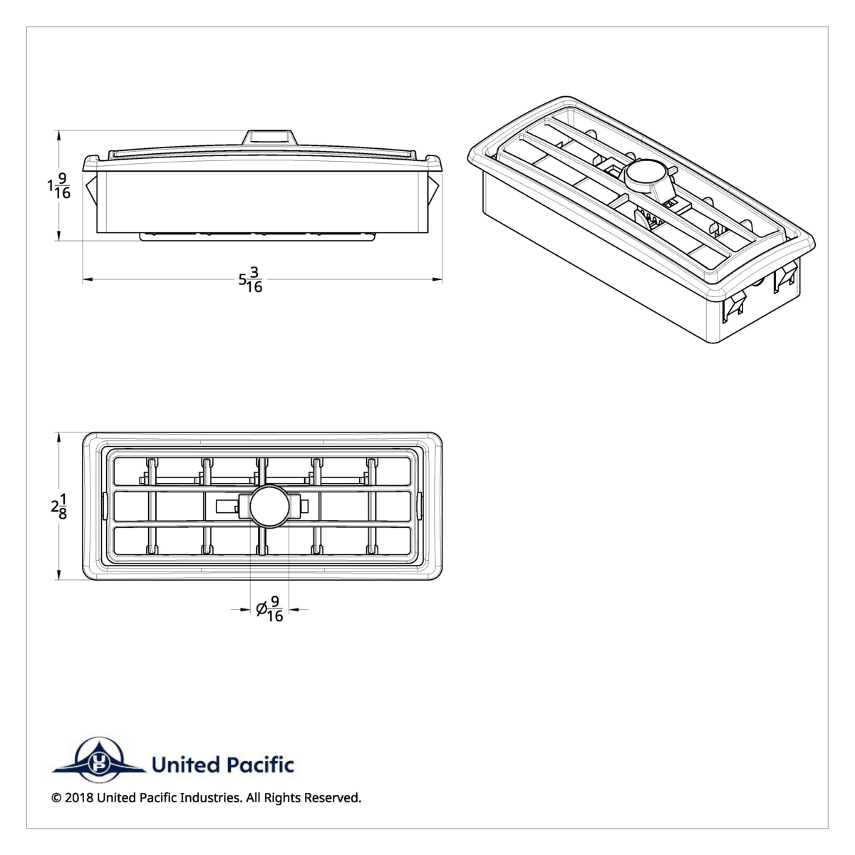 Chrome Plastic A/C Vent With Crystal For 2002-2005 Kenworth - Center - Blue Crystal - Thumbnail 3