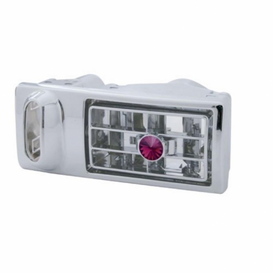 Chrome Plastic A/C Vent With Color Crystal For 2002-2005 Kenworth - Purple Crystal - Driver