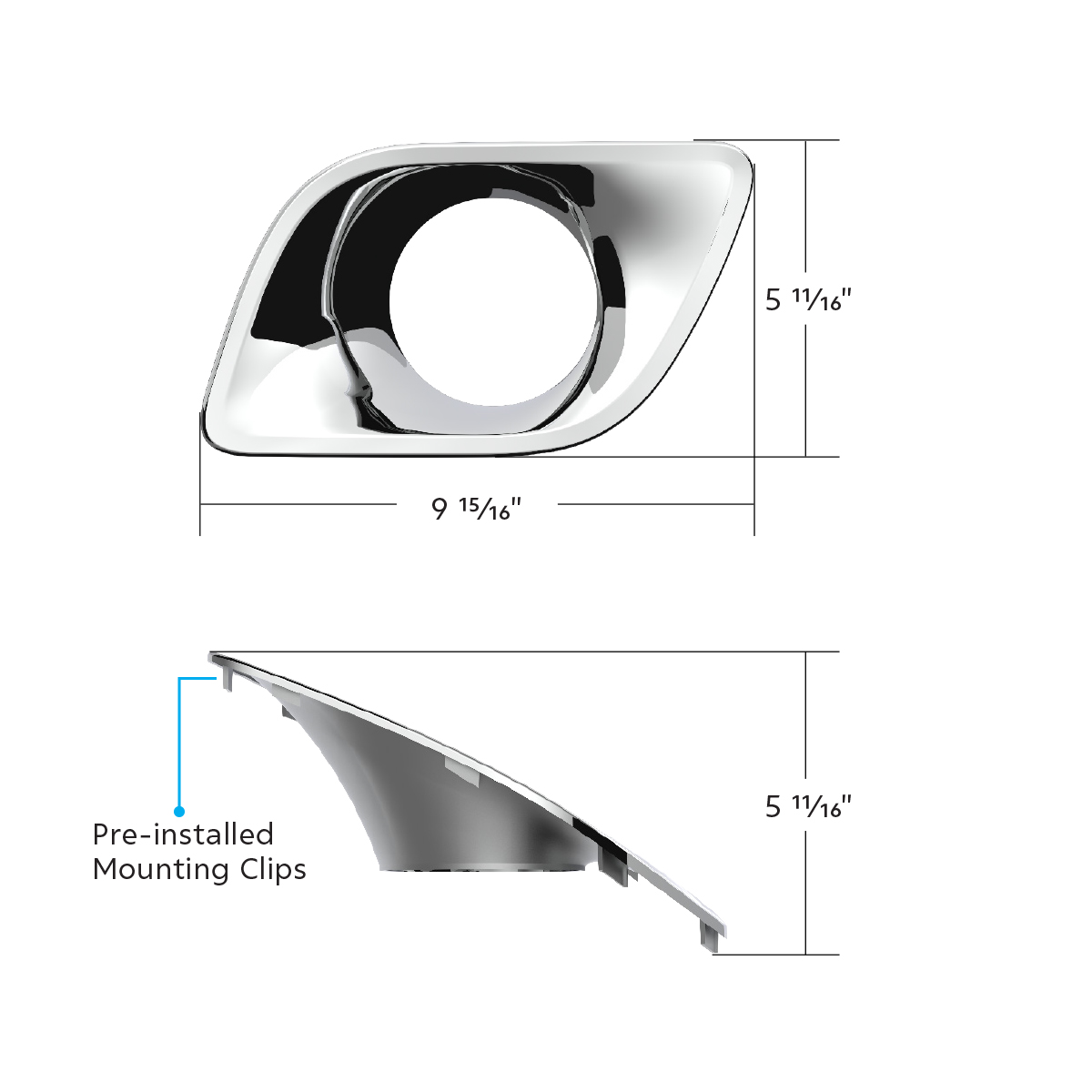 Chrome Plastic Fog Light Bezel For 2013-2021 Kenworth T680-Driver - Thumbnail 8