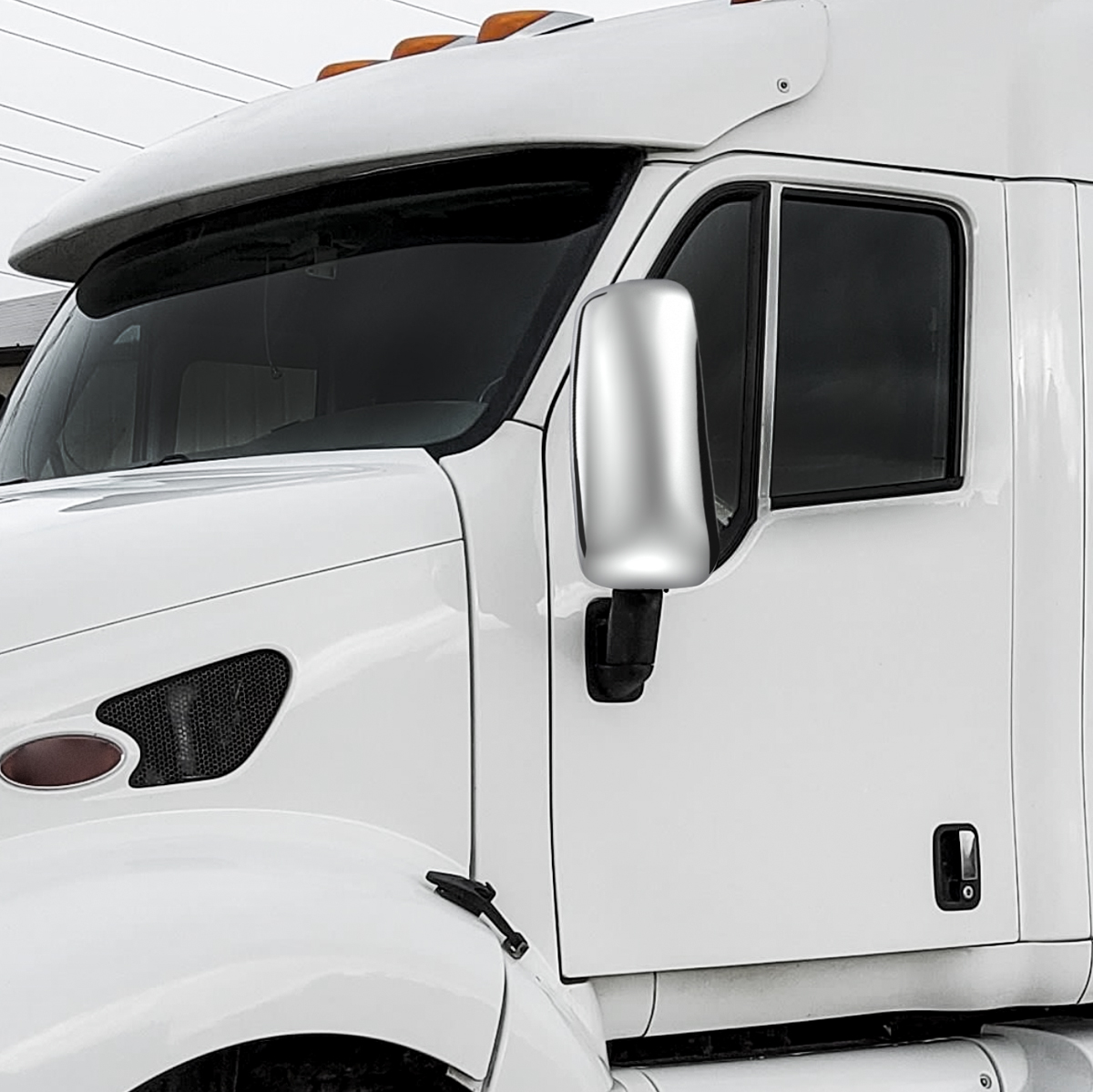 Chrome Mirror Cover For PB 387 (2000-2011), 587 (2012-2018), & KW T700 (2010-2016) - Driver - Thumbnail 6