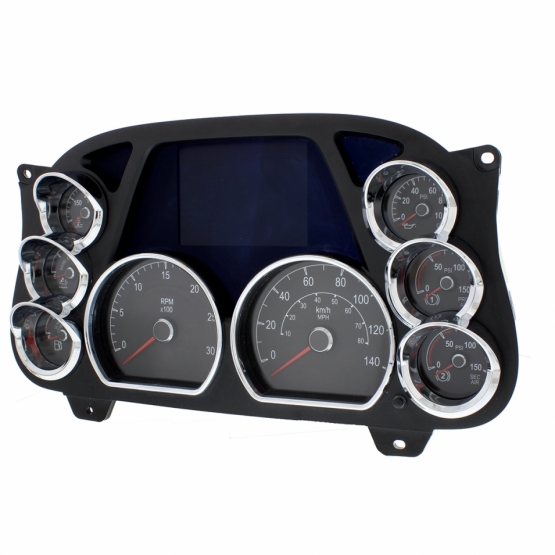 Chrome Plastic Center Dash 3-Gauge Cluster Bezel With Visor For 2013-2021 Peterbilt 579-Left - Thumbnail 3