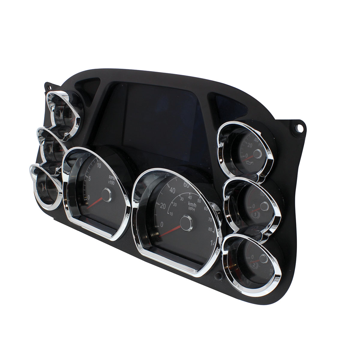 Chrome Plastic Speed/Tachometer Gauge Bezel For Peterbilt 579 (2013-2021) & 587 (2010-2016) - Thumbnail 5